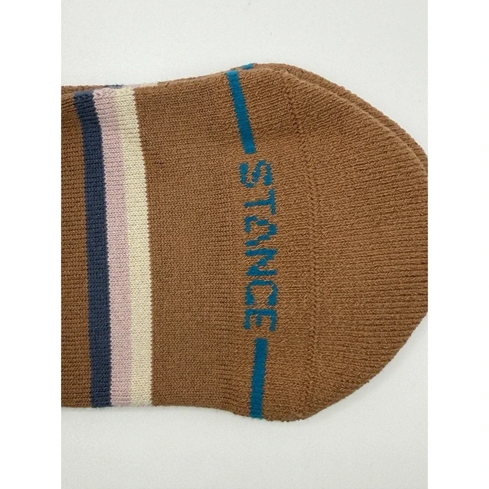 Stance Strata Crew Socks Brown Striped Butter Blend A556D25SRA Large NWT